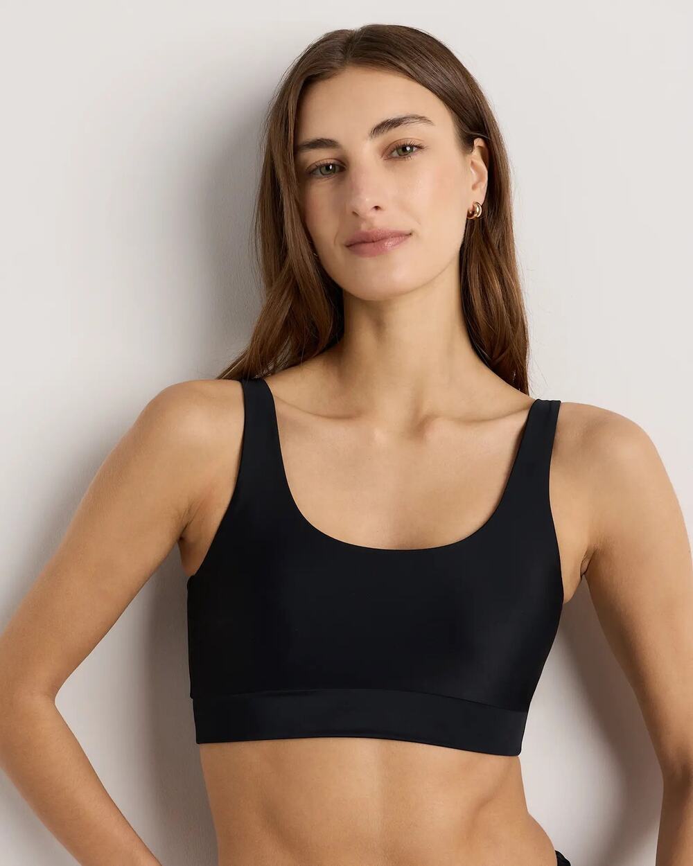 Quince Italian Tank Bikini Top in Black Size Small